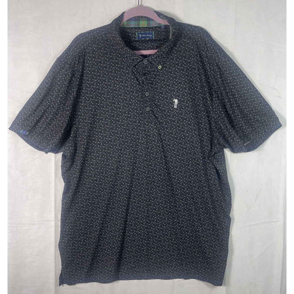 William Murray Golf Shirt Mens Gray Martini Glass Print Poly/Spandex Sz XLARGE